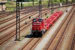 362 550 stellt am 27.07.09 leere Containertragwagen zusammen. Fotogafiert im ... 362 550 stellt am 27.07.09 leere Containertragwagen zusammen. Fotogafiert im ...