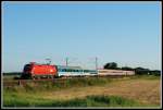 br-1016 Mit satter Versp�tung und der blitzblanken 1016 004 begegnete mir der EC 112 am 1.8.2009 an der Bergstra�e bei L�tzelsachsen.