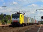 br-189-dispolok ES64 F4-206 (189 206) durchf�hrt mit Ihrem Containerzug den bahnhof Ibbenb�ren in Richtung Bad Bentheim. 31.07.09