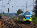br-427-stadler-flirt-3-teilig 427 113(ET 005 der WFB) verl�sst als RB61 von Bad Bentheim kommend den Bahnhof Ibbenb�ren-Esch auf seinem Weg nach Bielefeld Hbf am 01.08.09