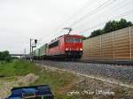2009-05-16  Munchen 155 135-7 mit einem Hangartner-Ganzzug auf seiner Fahrt Richtung Ingolstadt (Bahnbildertreffen 16.05.09)