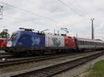 Die 1116 003 (EM Frankreich) am 11.07.2009 bei der Einfahrt ...