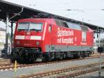 120 501-2 abgestellt auf Bahnsteig 8 des Bahnhof Riesa am ...