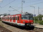 Der 420 444 am 01.08.2009 bei der Ausfahrt aus Feuerbach. ...