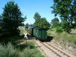 Museumsbahn Pollo Ein kleiner Bahn�bergang (Feldweg) vor Lindenberg
August 2009