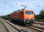 eko-trans--arcelor-mittal 143 001-6 hat den Sonderzug von Warnem�nde nach Rostock-Bramow gebracht und macht bis heute Abend Pause in 
Rostock-Bramow.(08.08.09)