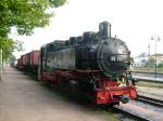 Dampflok 99791 mit G�terzug abgestellt in Radebeul am 12.09.08  ...