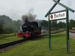 Rugensche Baderbahn - Rasender Roland 99 4802 am 09.August 2009 unterwegs in Putbus zur �bernahme ihres Zuges.
