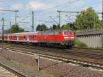 218 474-5 schiebt am 06.08. 09 den RE nach Hannover durch ...