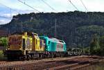 V150.03 mit der EURO 4000 von Vossloh und weiteren Schwellenwagen ... V150.03 mit der EURO 4000 von Vossloh und weiteren Schwellenwagen ...