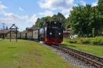 Rugensche Baderbahn - Rasender Roland 99 1784 bei der Ausfahrt am 16.07.09 aus dem Bf Putbus nach G�hren