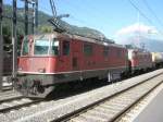visp Hier ein G�terzug, abgestellt am 29.7.2009 in Visp
