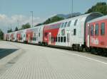 Abgestellte �BB Doppelstock Komposition in Bludenz.12.08.09  ...