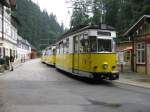 Wagen Nr.1 der Kirnitzschtalbahn f�hrt am 02.07. 09, mit 2 Beiwagen ...