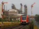 Der 612 628 am 27.06.2009 bei der Ausfahrt in Sulzbach-Rosenberg ...