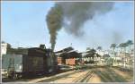 Schmalspurdampf Lok 58 und 55 vor dem Personenbahnhof Sao Joao del Rei. (Archiv 03/1979)