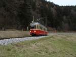 Alte rote Strassenbahn garnitur in Stubaitalbahn 09.04.2008  ...