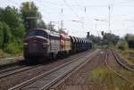 STRABAG 1155 + 1151 (Strabag,EIVEL) mit Schotterzug am 15.8.2009 durch Einbeck-Salzderhelden gen Norden