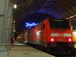 BR 146 mit Zugen 146 243 wartet am Abend des 15.8.2009 im Frankfurter Hbf auf die Ausfahrt in die Abstellanlage