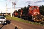 canadian-national-cn 5035 und 5081 mit 98 wagons bei Twin City am 02-07-1993. Bild und scan: Date Jan de Vries.