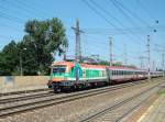 1x16-werbeloks Statt eines Pickerl oder Rapsochsen kam
am 16.08.2009 die 1116 007 'SOS-Kinderdorf'
mit dem IC 640 'Joseph Haydn' in Marchtrenk vorbei.