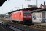 185 079-1 fuhr als Lokzug am 15.08.2009 durch den Bahnhof ...