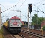 OHE 330090 ist am 6.8.2009 mit einem Leerzug Richtung Lehrte ...