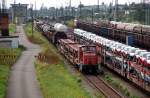 363 677 bringt am 15.08.09 einen fertig zusammengestellten G�terzug in ...