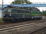 WAB-Loks 51 und 54 brachten am 21.August 2009 Kreidewagen von ...