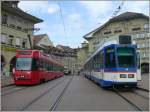 strasenbahn-bern-bernmobil Be 4/8 89 der Linie G nach Worb Dorf und Berner Tram 731 in Bern. (22.08.2009)