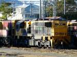 Diverse Zahlreiche Dieselloks stehen am 4.7.2009 in Rockhampton, da hier die Elektrifizierung der Strecke von Brisbane nach Cairns endet.