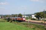 BR 146 mit Zugen Weiter gehts mit Bildern vom 6.8.2009: 146 220-9 zieht einen aus Doppelstockwagen gebildeten Regionalzug nach Moosbach-Neckarelz �ber die Filsbahn, vorbei an dem Ansitzpunkt bei km 30.