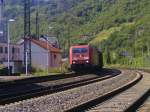 kbs-466-rechte-rheinstrecke 185 308 am 4.8.2009 mit gem. G�terzug bei der Durchfahrt von Kamp-Bornhofen