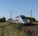 pos-paris-ostfrankreich-suddeutschland TGV 9552 von Frankfurt(Main)Hbf nach Paris Est.Am 23.08.09 in Lampertheim.