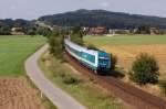 Vogtlandbahn 223 063 mit ALX 455 'Albert Einstein' am 23.08.2009 bei Kothmai�ling