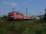 111 181-4 mit RB nach W�rzburg Hbf bei der Ausfahrt ...