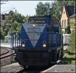 V105 Sally der Rurtahlbahn in Stolberg (Rheinland) Hbf am Prellbock! ...