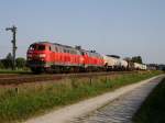 BR 225 Die 225 806 und die 225 809 am 25.08.2009 mit einem Gemischten G�terzug in T��ling.