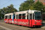 bochum-gelsenkirchener-strasenbahn-ag-bogestra Linie 306 in Wanne-Eickel Hbf. nach Bochum Hbf. Es handelt sich um einen Stadtbahnwagen M6S ( Hersteller D�WAG, Baujahr 1976) der Bogestra Nr.312. 26.08.2009 