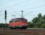 BR 115 115 302-2 ist am 20.08.09 als Lz auf dem Weg nach S�den, kurz nachdem sie die S�derelbbr�cken bei Hamburg-Harburg �berquert hat.