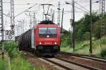 SBB Cargo Deutschland 482 042 mit dem �lpendel zur�ck nach Stendell am 15.08.09 am Abzwg Srg/Stralsund