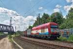 EVB 420.13 mit Containerzug bei Einfahrt in den Rbf. Hamburg-S�d, ...