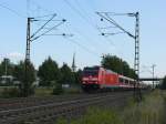 bayern 146 242-3 mit RE nach Aschaffenburg Hbf bei Th�ngersheim, 18.08.2009