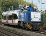br-275-mak-g-1206 Eine MaK G1206 der Rurtalbahn mit Veolia Triebwagen im Schlepp , in K�ln West am 27.08.09