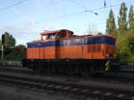 Die neue Werk-Lok der Firma RFH(Rostocker Fischereihafen)steht im Bahnhof Rostock-Bramow.(29.08.09)fotografiert ...