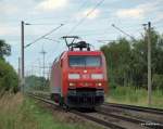 152 164-0 rollt als Tfzf am 26.08.09 durch Hamburg-Moorburg Richtung ...