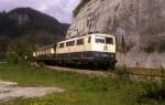BR 111 mit Zugen 111 004  Geislinger Steige  28.04.90