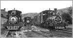 Schmalspurdampf Lok 42, 60 und 43 in Paradeaufstellung im Depot Sao Joa del Rei/Minas Gerais. (Archiv 03/1979)