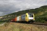 br-182-private ES 64 U2 063 mit Containerzug am 29.08.2009 in Th�ngersheim im Maintal.