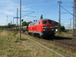 BR 218 mit Zugen 218 139-4 f�hrt am 31.08.'09 mit einem Bauzug durch Lehrte